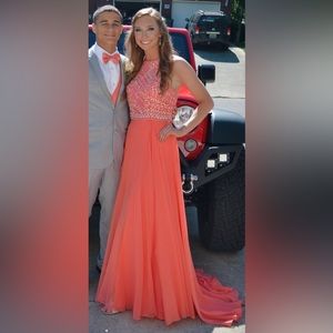 Mac Duggal Coral - Jeweled Prom Dress, Size 4